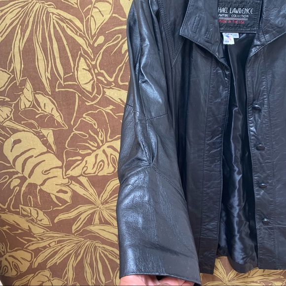 80’s 90’s Drop Waist Puff Sleeve Leather Bomber Jacket - Picture 4 of 16